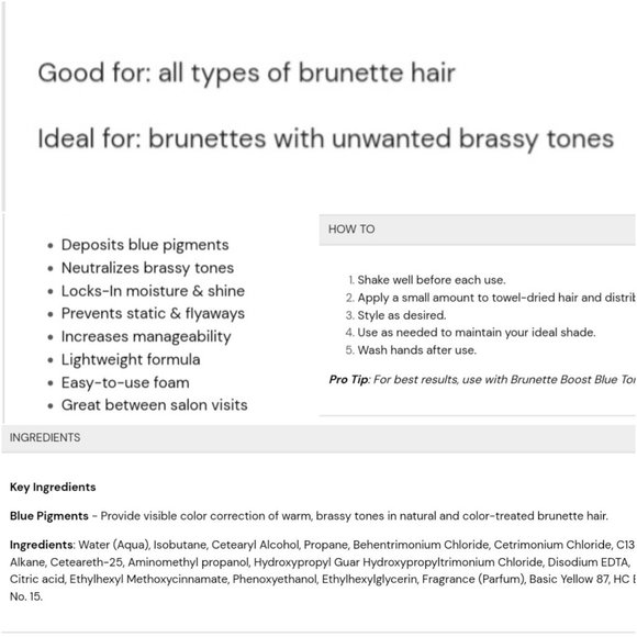 'L'ANGE' BLUE~TONING HAIR MOUSSE 'BRUNETTE BOOST' - Picture 14 of 15